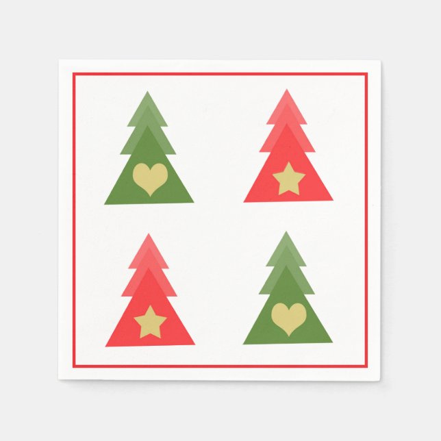  Retro Christmas Trees Napkin (Front)