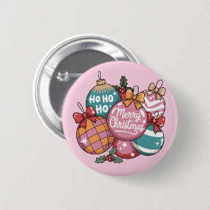 Retro Christmas Trendy Vintage Ho Ho Ho Disco Ball 6 Cm Round Badge