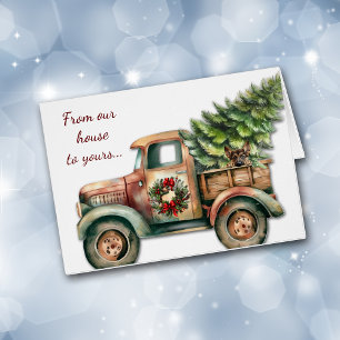 Retro Christmas Truck German Shepherd Dog Card