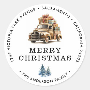 Retro Christmas Truck Gifts Return Address Labels