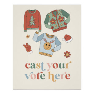 Retro Christmas Ugly Sweater Contest Vote Sign