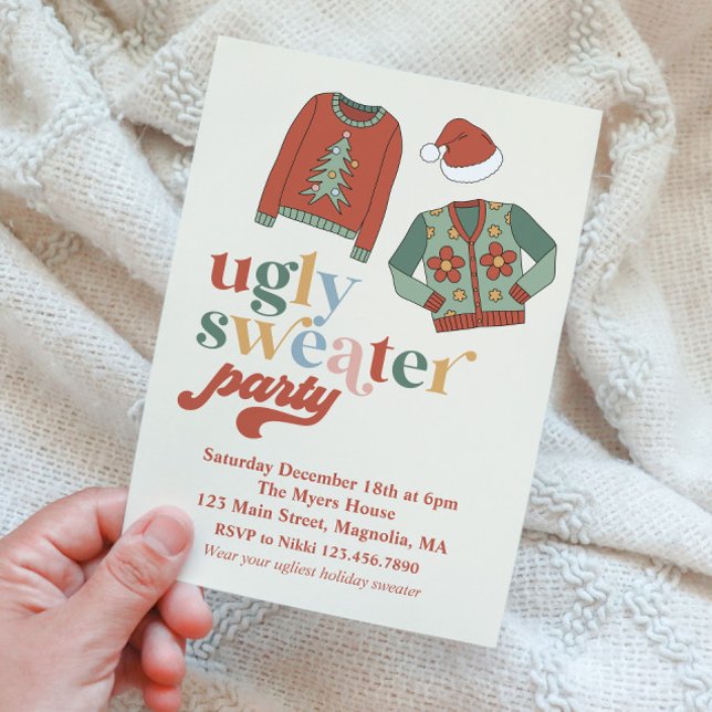 Retro Christmas Ugly Sweater Party Invitation (Creator Uploaded)