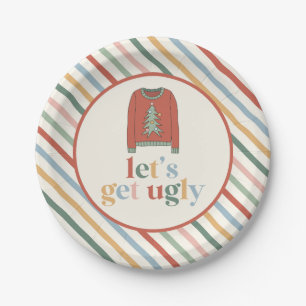 Retro Christmas Ugly Sweater Party Paper Plates