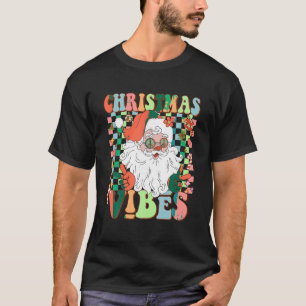 Retro Christmas Vibes Groovy Christmas Santa Claus T-Shirt