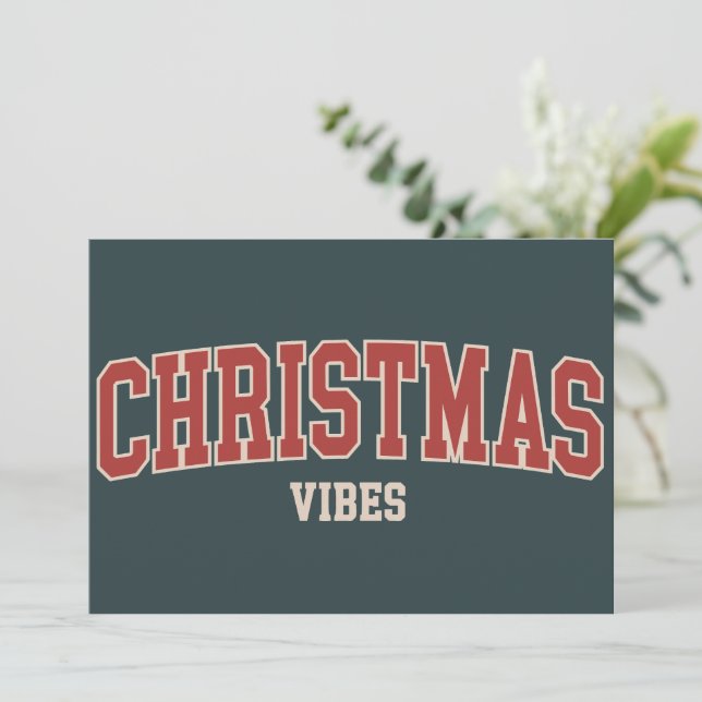Retro Christmas Vibes Holiday Card (Standing Front)