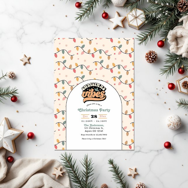 Retro Christmas Vibes Holiday Party Invitation (Retro Christmas Vibes Holiday Party Invitation)