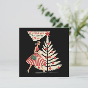 Retro Christmas Vintage 50s Holiday 1950s Lady  Card