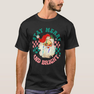 Retro Christmas Vintage Santa Stay Merry And Brigh T-Shirt