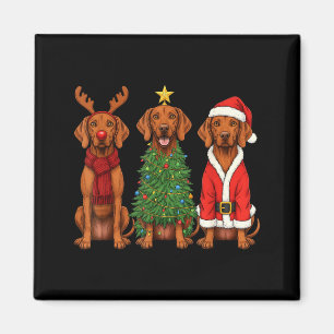 Retro Christmas Vizsla Santa Reindeer Dog Lover Magnet