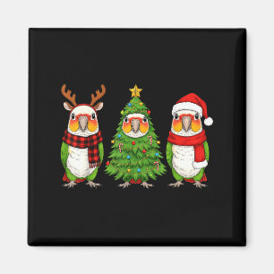 Retro Christmas White Bellied Caique Parrot Santa Magnet