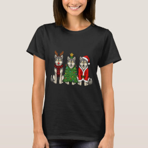 Retro Christmas Wolf Santa Reindeer T-Shirt