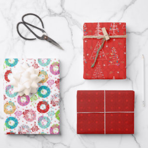 Retro Christmas Wrapping Paper Sheet
