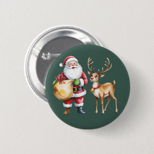 Retro Christmas Xmas Reindeer Vintage Holiday 6 Cm Round Badge