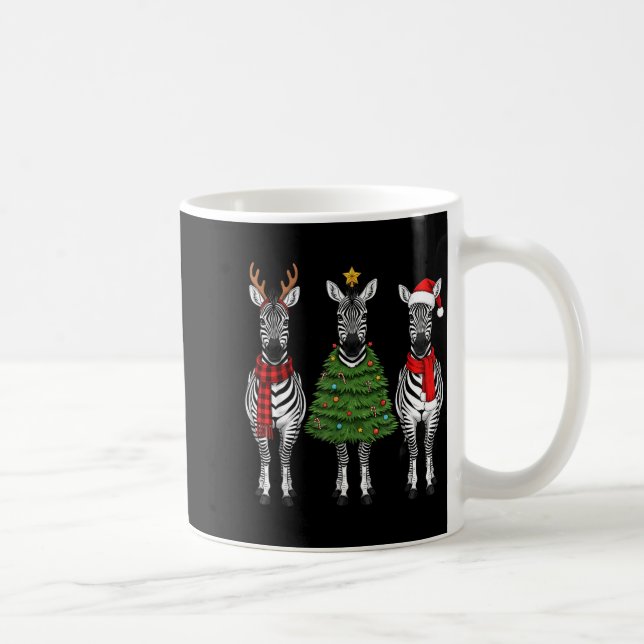 Retro Christmas Zebra Santa Reindeer Safari Animal Coffee Mug (Right)