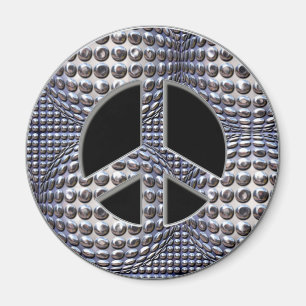 RETRO CHROME PEACE SIGN MAGNET