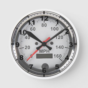 "Retro chrome speedometer" design wall clocks