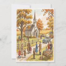 Retro Church Thanksgiving Card