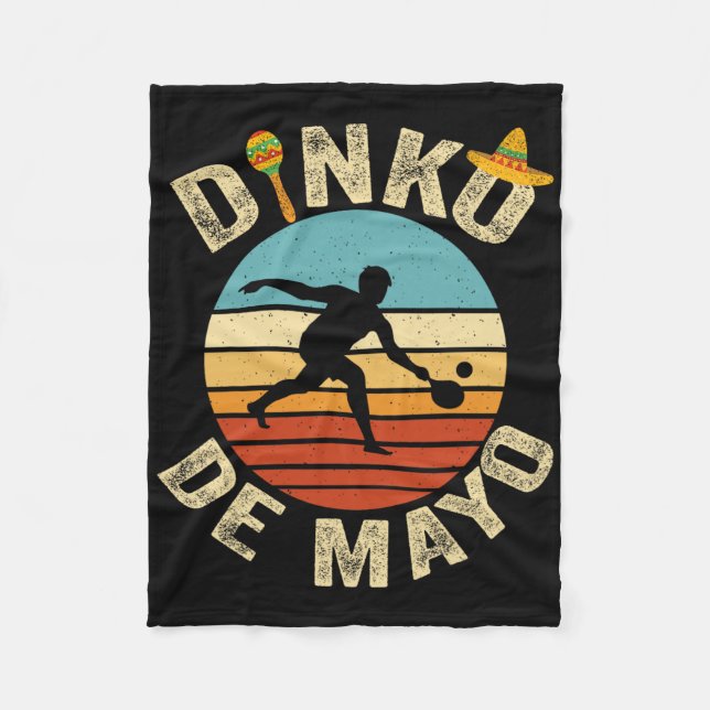Retro Cinco De Mayo Picklell Player Dinking Dinko  Fleece Blanket (Front)
