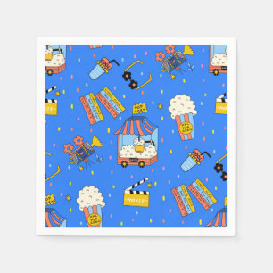 Retro Cinema Movie Night Popcorn Party Napkin