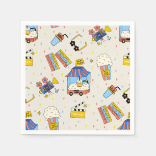 Retro Cinema Movie Night Popcorn Party Napkin