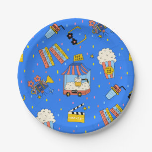 Retro Cinema Movie Night Popcorn Party Paper Plate
