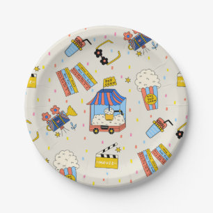 Retro Cinema Movie Night Popcorn Party Paper Plate