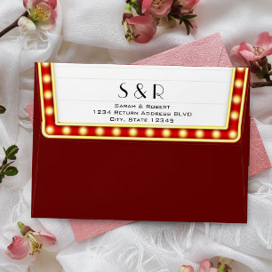 Retro Cinema Movie Theatre Marquee Sign Wedding Envelope