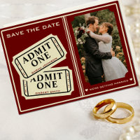 Retro Cinema Theatre Admit One Ticket Stub Wedding
