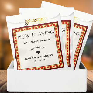 Retro Cinema Theatre Marquee Sign Red Wedding Favour Bag