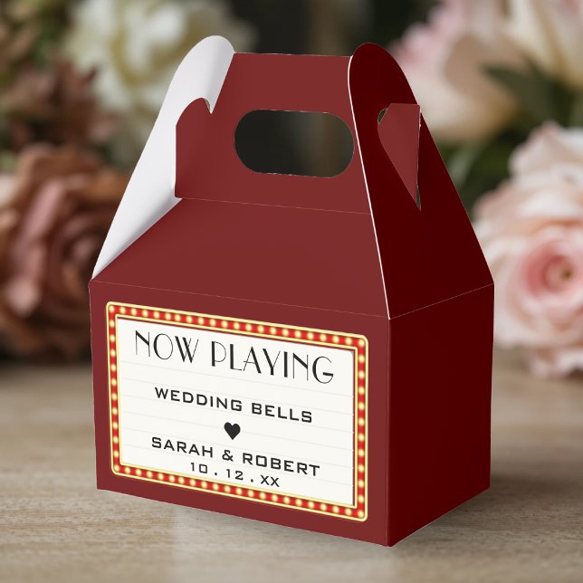Retro Cinema Theatre Marquee Sign Red Wedding Favour Box (Retro Cinema Theater Marquee Sign Red Wedding Favor Boxes
)