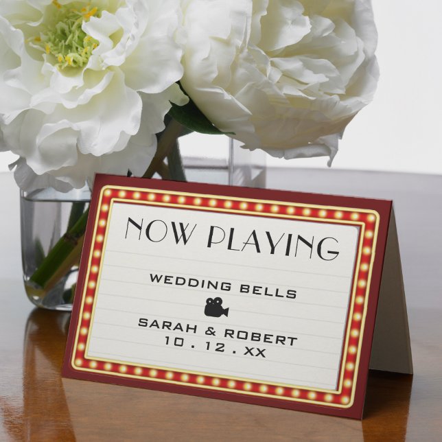Retro Cinema Theatre Marquee Sign Wedding Thank You Card (Creator Uploaded)