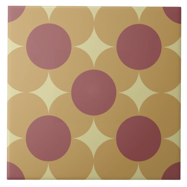 Retro Circle Flower Pattern Ceramic Tile (Front)