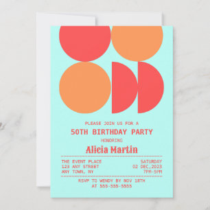 Retro Circle Geometric Pattern Mint Birthday Invitation