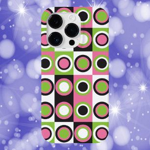 Retro Circle Pattern Pink Black White Green Case-Mate iPhone 14 Pro Case