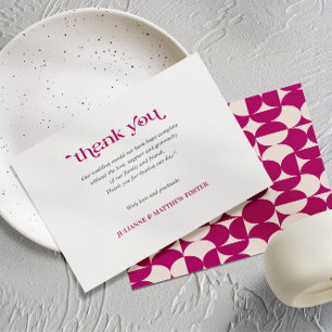 Retro  Circle Scallop Mid Century Purple WEDDING Thank You Card