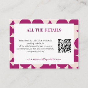 Retro Circle Scallop Mid Century QR CODE Wedding  Enclosure Card