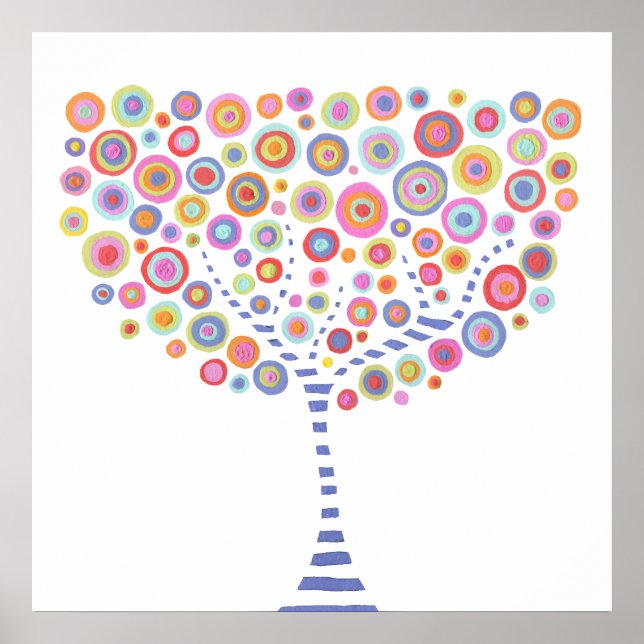 Retro Circle Tree Room Wall Art Canvas Poster (Front)