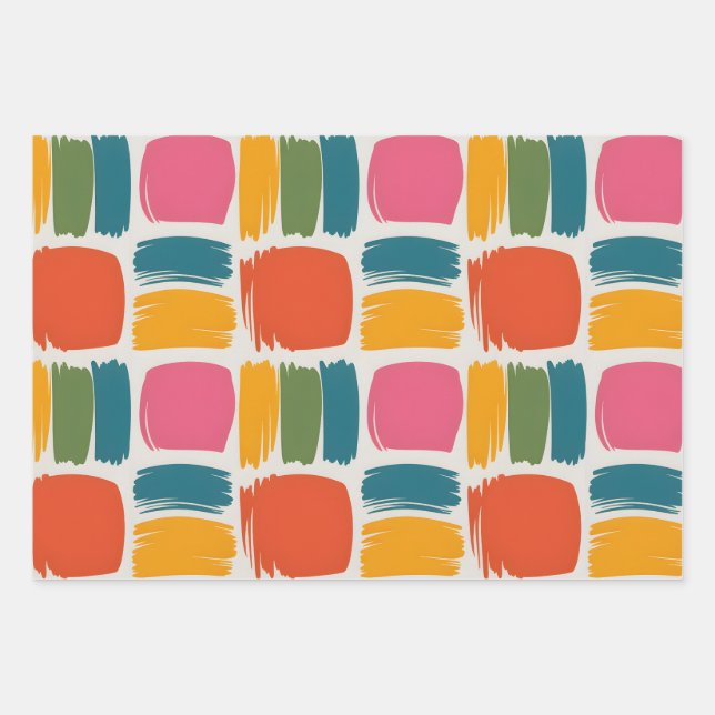 retro circle wrapping paper, 70s wrapping paper, m paper sheet (Front)