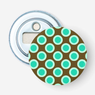 Retro circled dots, brown and turquoise bottle opener