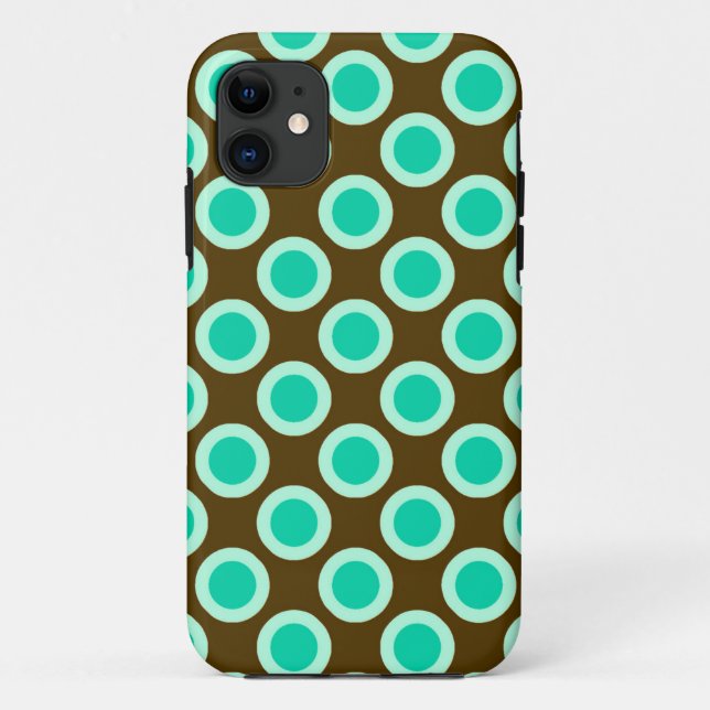 Retro circled dots, brown and turquoise Case-Mate iPhone case (Back)