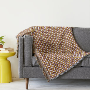Retro circled dots, caramel, cream and chocolate throw blanket