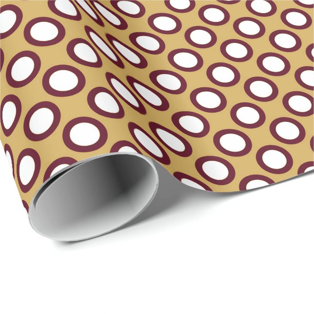 Retro circled dots, caramel, cream and chocolate wrapping paper (Roll Corner)