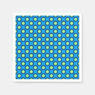 Retro circled dots, cerulean blue and green napkin