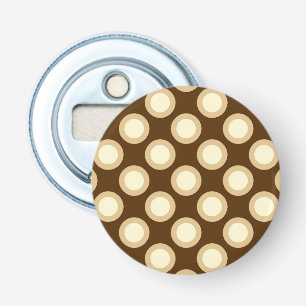 Retro circled dots, chocolate, cream and tan bottle opener