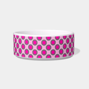 Retro circled dots, fuchsia, grey and pink bowl