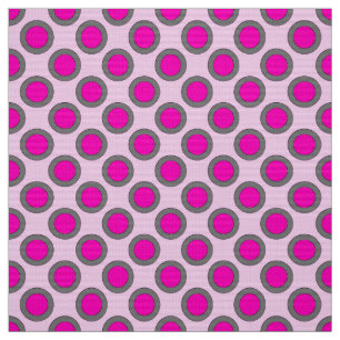 Retro circled dots, fuchsia, grey and pink fabric