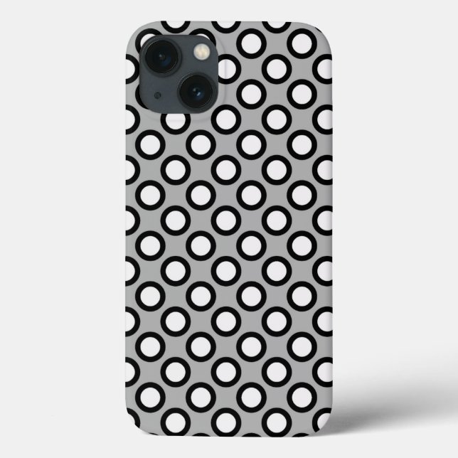 Retro circled dots, grey, black and white Case-Mate iPhone case (Back)