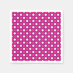 Retro circled dots, magenta, pink and purple napkin