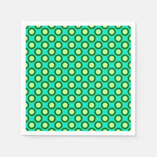 Retro circled dots, peacock and light green napkin