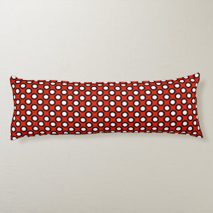 Retro circled dots, red, black and white body cushion